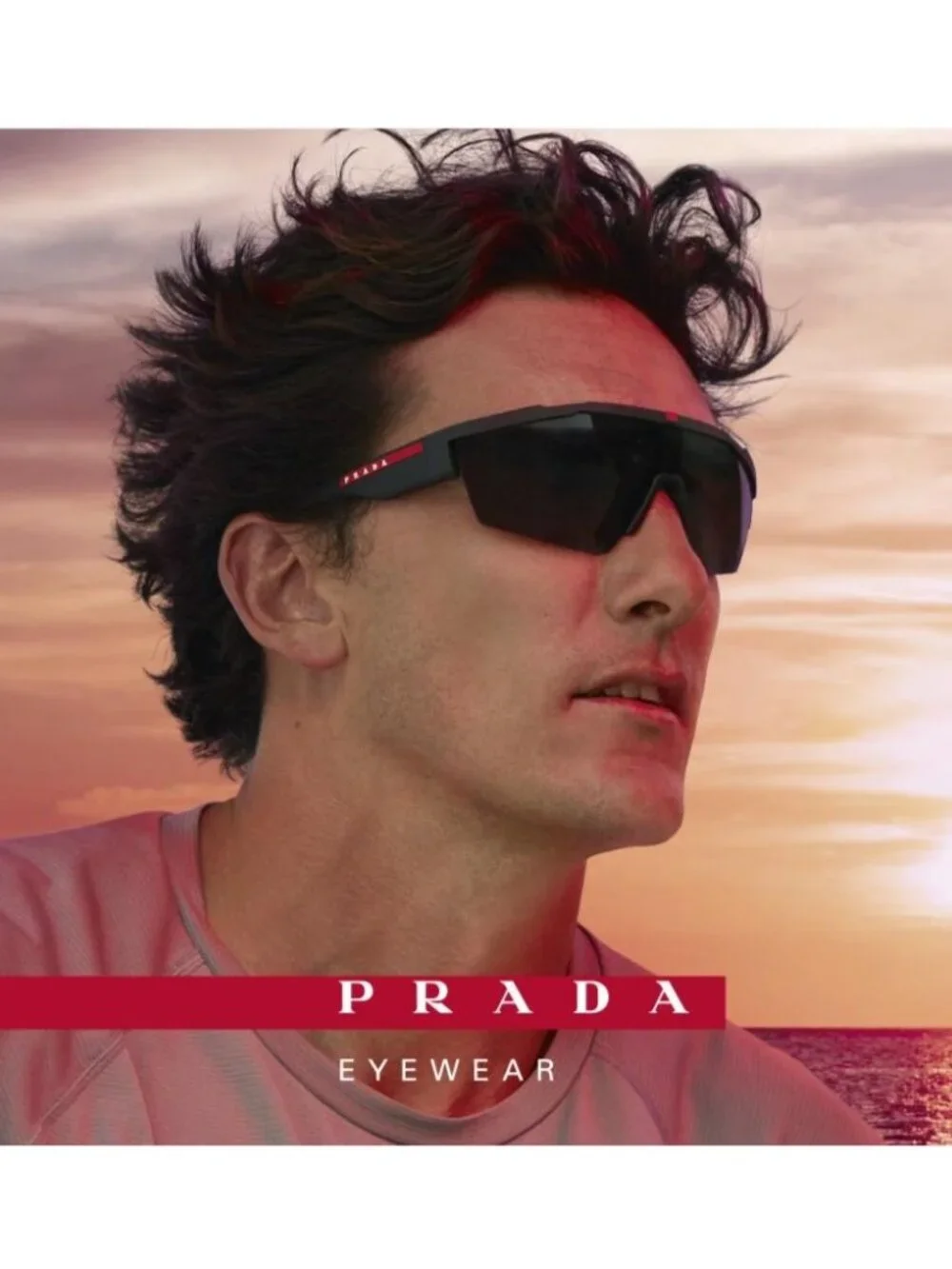 Prada Linea Rossa PS03XS DG008F Men Black Multicolor Sport Sunglasses Authentic